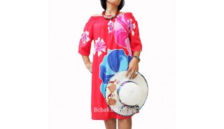 poncho top dress pink handpainting flowers